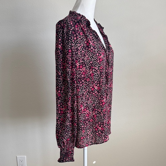 LOFT Black and Pink Floral Blouse - Picture 6 of 11